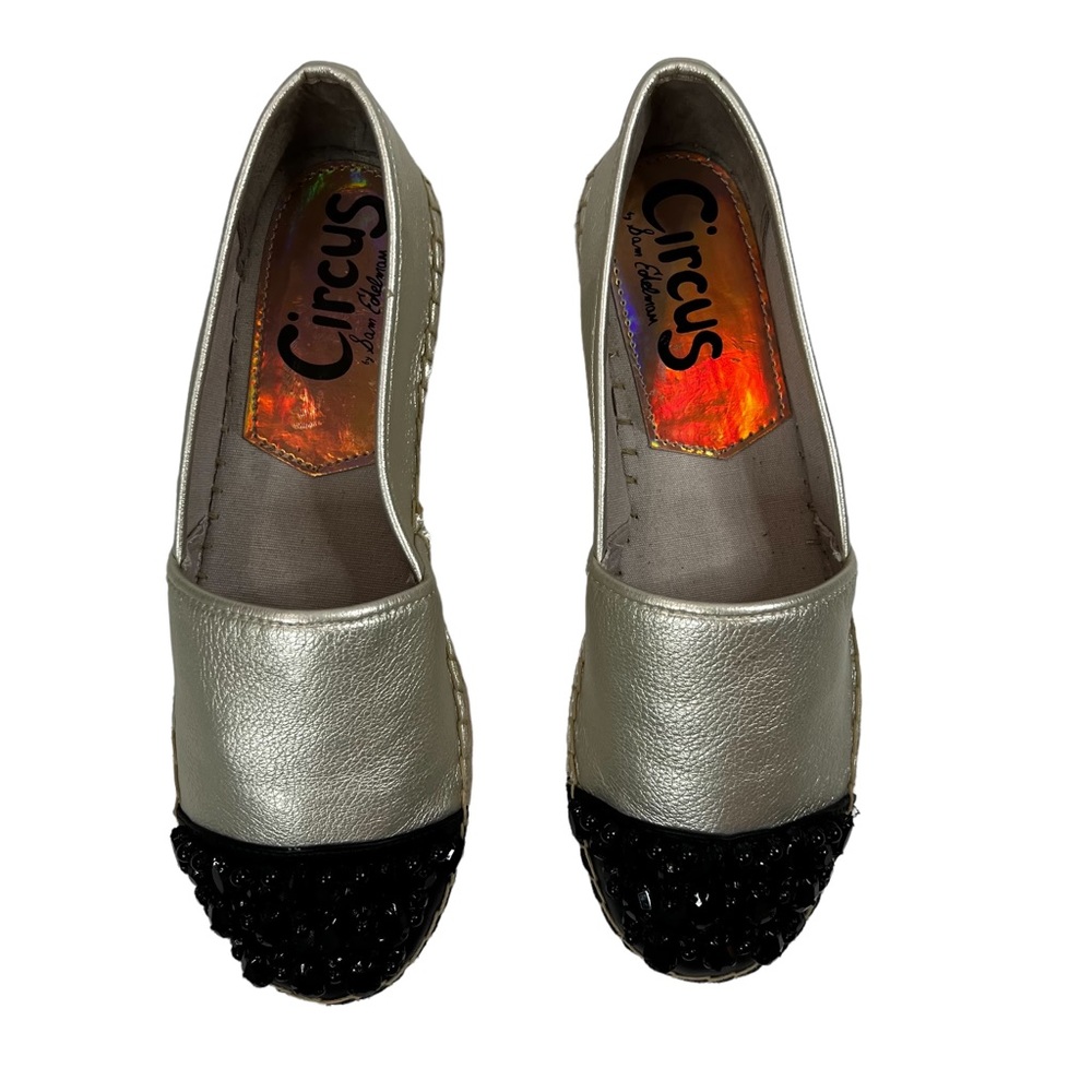 Circus Sam Edelman Loretta Size 9 Gold Metallic Black Embellished Espadrille - Picture 6 of 11